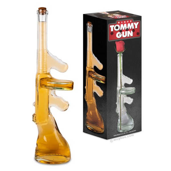 Each 18 tall transparent glass gun can hold about 22 oz of liquid and 