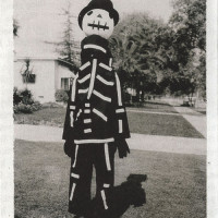 Tim Burton wearing a Halloween costume made by his mother