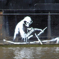 Banksy, on the Thekla Social entertainment boat,