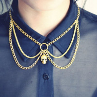 Peter Pan Skull Chain Collar  Bib