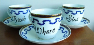 Whore Slut Bitch tea set