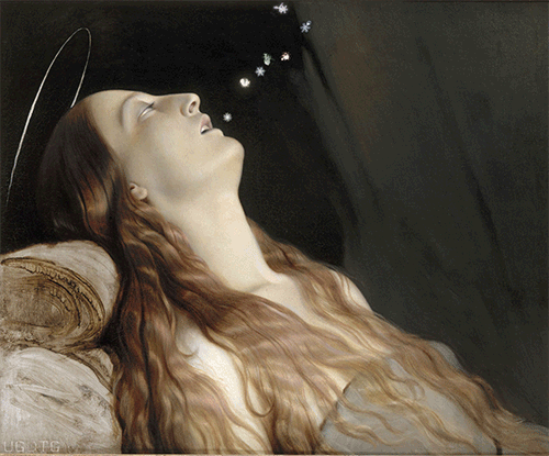 Death in a gif: Paul Hippolyte Delaroche - Louise Vernet (the artist’s wife, on her deathbed) 1845-46